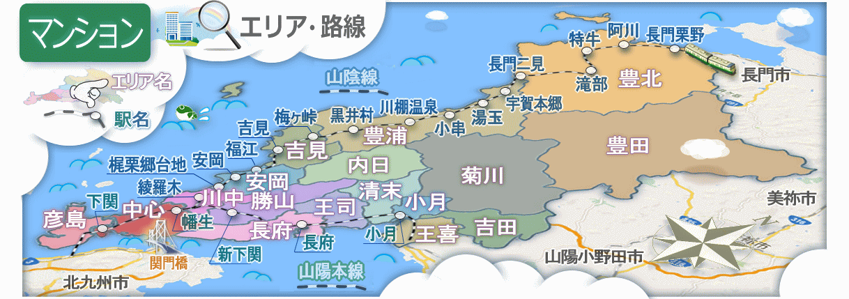 下関エリア・路線マップ